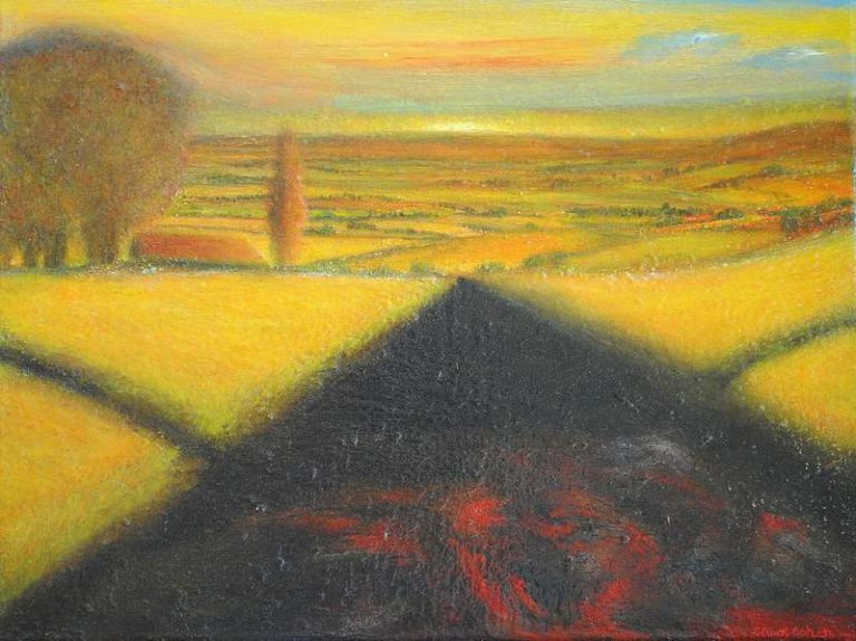The Last Rays Of Sun At Harvest Time: 37 x 25 cm